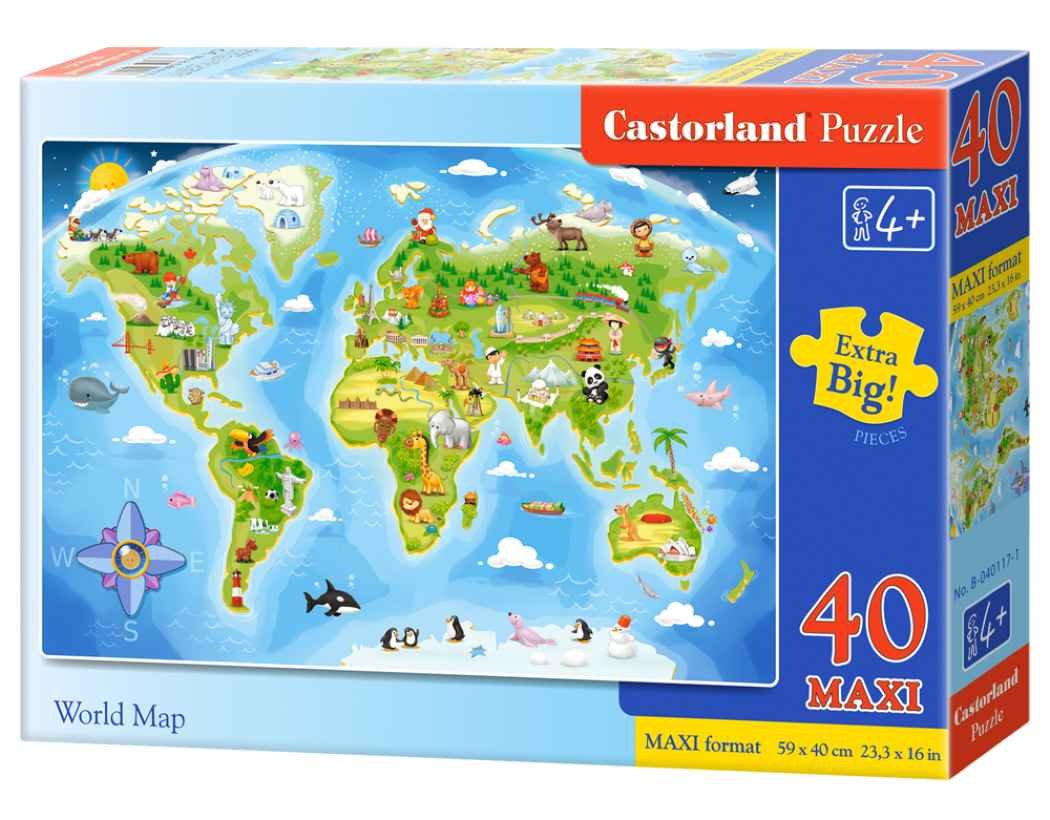 Castorland, puzzle, maxi, World Map, 40 el.