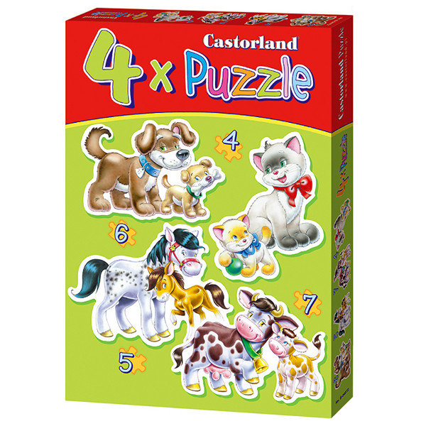 Castorland, puzzle, Zwierzęta z dziećmi, 4/5/6/7 el.