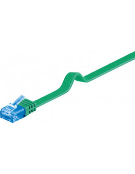 CAT 6A Płaska Kabel połączeniowy,U/UTP, Zielony - Długość kabla 1 m - Goobay