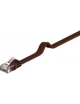 CAT 6Płaska Kabel połączeniowy,U/UTP, Ciemnobrązowy - Długość kabla 0.5 m - Inny producent