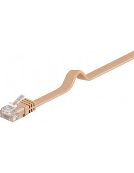 CAT 6Płaska Kabel połączeniowy,U/UTP, Jasnobrązowy - Długość kabla 1 m - Goobay