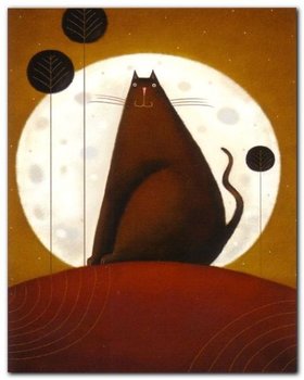 Cat And The Moon I plakat obraz 40x50cm - Wizard+Genius