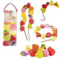 CDLA DZIECI  DREWNIANE KLOCKI DO NAWLEKANIA OWOCE