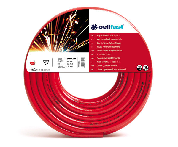 Cellfast, Wąż do Acetylenu Fi=9,0 mm Dł.50M Rolka, CF20010R