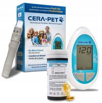 CERA-PET Glukometr weterynaryjny dla psa i kota premium, zestaw do pomiaru glukozy u zwierząt Cera-Pet