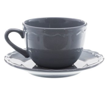 Ceramiczna filiżanka ze spodkiem TADAR, szara, 260 ml - Tadar