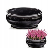 CERAMICZNA MISA NAGROBNA doniczka mrozoodporna czarna Ø 22 cm POLNIX