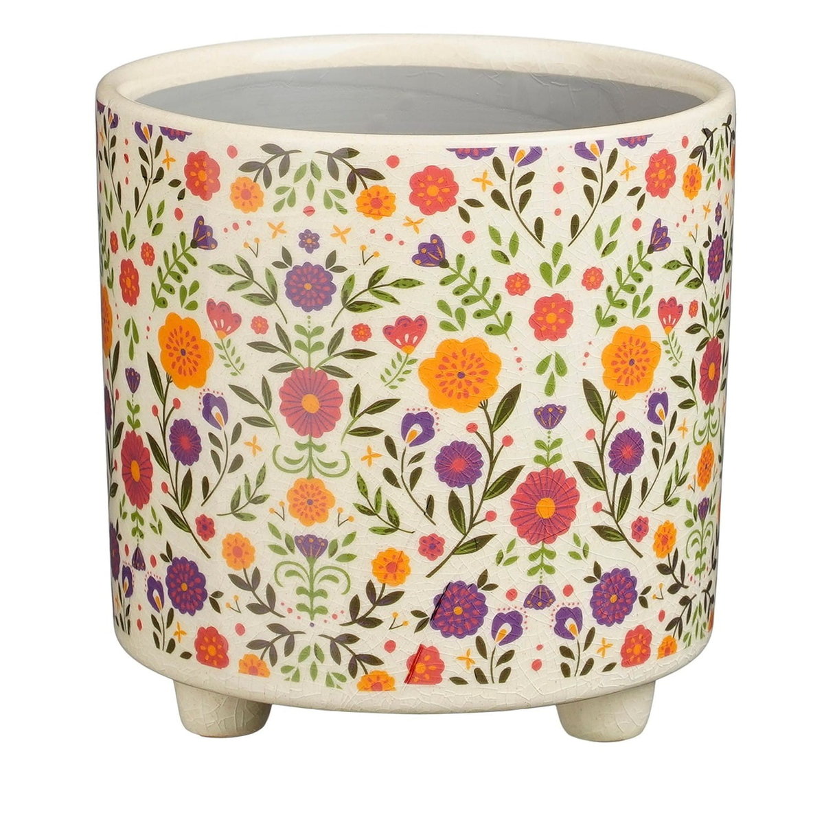 Ceramiczna osłonka na nóżkach w kwiaty ⌀ 14 cm Mica Decorations Sklep