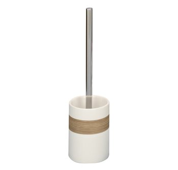 Ceramiczny pojemnik na szczotkę + szczotka WC WENKO, biały, 10x33 cm - Zeller