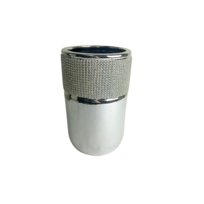 Ceramiczny wazon w stylu Glamour z obwódką srebrny mały srebrny