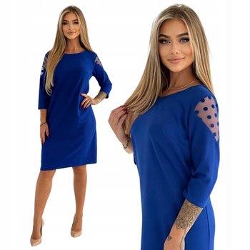 Chabrowa Elegancka Klasyczna Sukienka z Ozdobnym Rękawem Rozmiar 48 - Inna marka