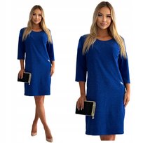 Chabrowa Prosta Świecąca Brokatowa Sukienka Mini Sylwester Rozmiar 44