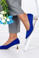 Chabrowe czółenka Casu na ozdobnym obcasie ze skórzaną wkładką D22WX3-C-36