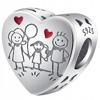 Charms do Pandora Zawieszka Charms Serce Rodzina Charmsy Trusky