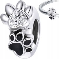 CHARMS STOPER ŁAPA PSA CZARNA łapka srebro pr 925 WatchMe