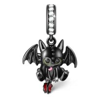 Charms Zawieszka SREBRO 925 koralik Czarny Smok Szczerbatek Sfera Damska