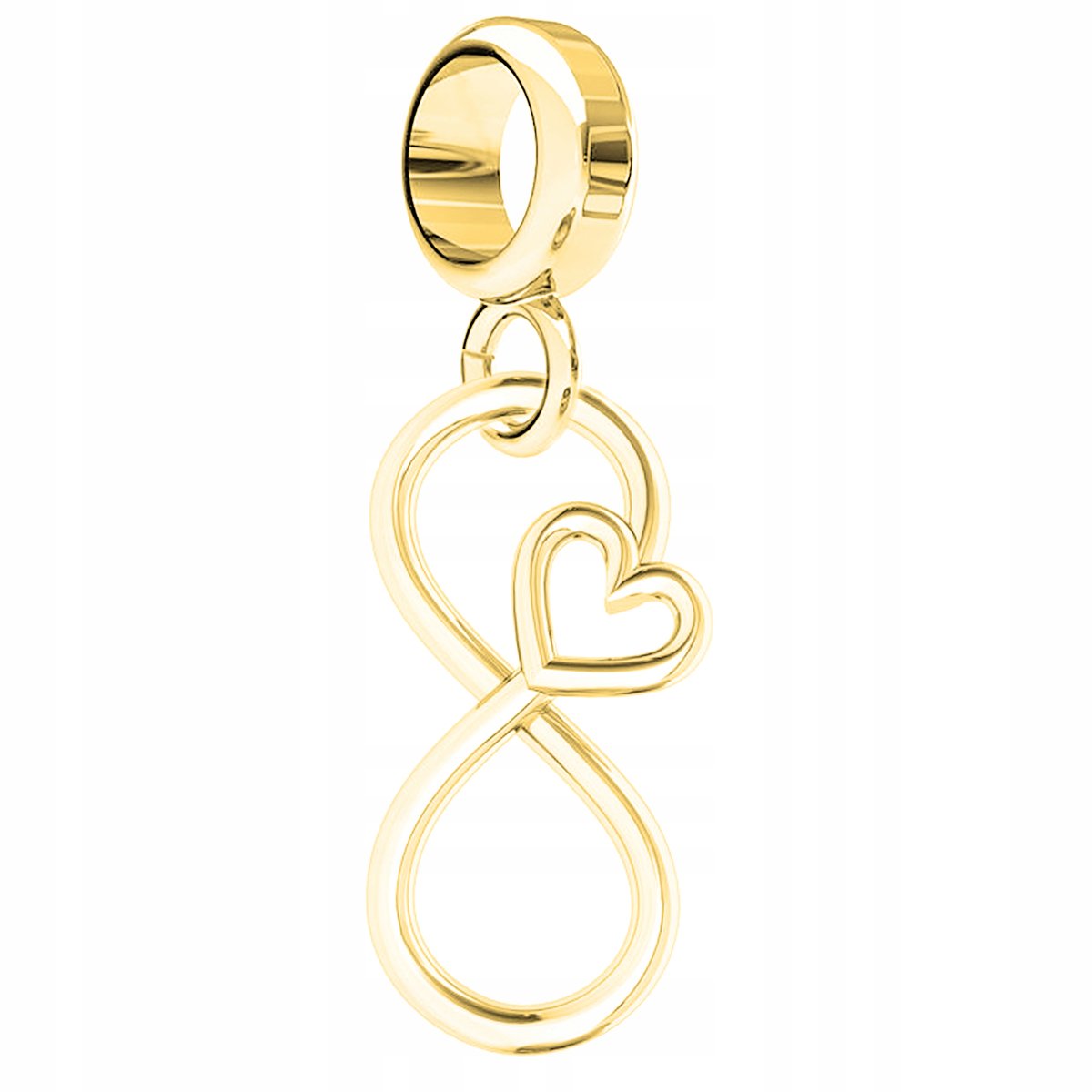 Charms Z oty Serce Z Niesko czono ci Znak Niesko czono SREBRO 925 Charms Z oty Serce Z Niesko czono ci Znak Niesko czono SREBRO 925