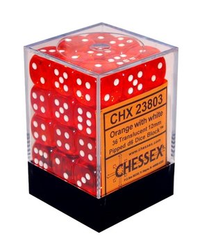 Chessex, Kostki, K6 Orange, czerwony, 12 mm, 36 szt.  - Chessex