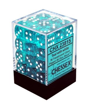 Chessex, Kostki, K6 Teal, niebieski, 12 mm, 36 szt.  - Chessex