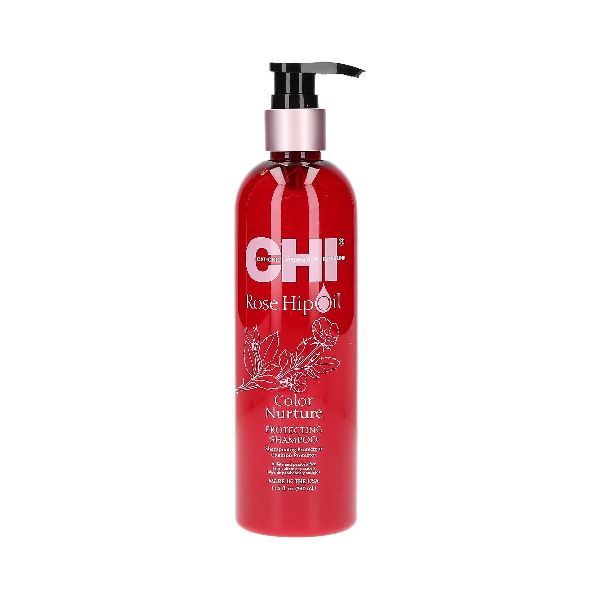 CHI, Rose Hip Oil, szampon ochronny do włosów farbowanych, 340 ml-Zdjęcie-0