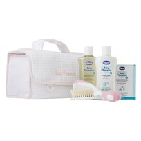Chicco, Baby Moments Zestaw kosmetyków, 3 szt. + Szczotka I Grzebień + Kosmetyczka