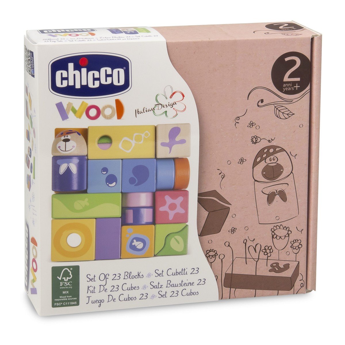 Chicco, klocki drewniane