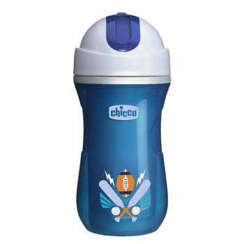 Chicco, Kubek treningowy niekapek ze słomką, Termiczny, 14m+, 266 ml, Niebieski - Chicco