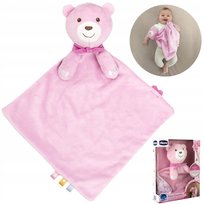 CHICCO MIĘKKI PLUSZOWY WELUROWY MIŚ MASKOTKA PRZYTULANKA KOCYK RÓŻOWY