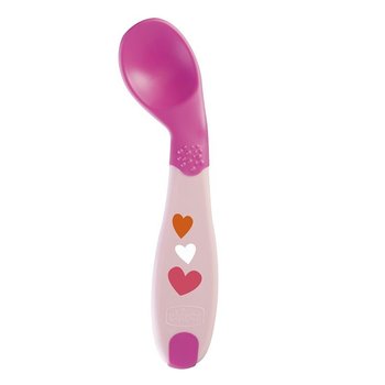 Chicco, Pierwsza silikonowa łyżeczka, miękka, Różowa, 8m+ - Chicco