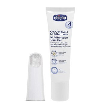Chicco, zestaw startowy żel na ząbkowanie i szczotka na palec 0m+ - Chicco