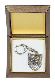 Chihuahua długowłosy - posrebrzany brelok do kluczy z psem w pudełku prezentowym, ozdoba torebki, zawieszka do plecaka marki Art-Dog - Inny producent