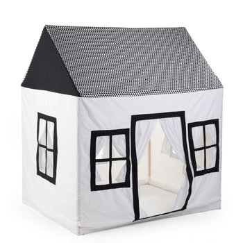 CHILDHOME Domek do zabawy, 125x95x145 cm, płócienny, biało-czarny  - Childhome
