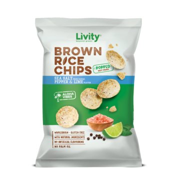 Chipsy ryżowe bez glutenu Cheddar z pomidorowym sosem chutney 60 g Livity - Inna marka