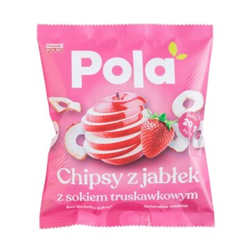 Chipsy z jabłek z sokiem truskawkowy 20g - POLA