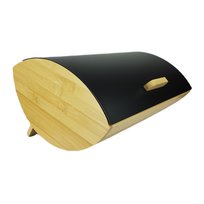 Chlebak Bambusowo-Stalowy Czarny Pojemnik Na Pieczywo Z Pokrywą Stalową Nowoczesny Design 35X25X15,5 Cm Kh5 Begryf BEGRYF