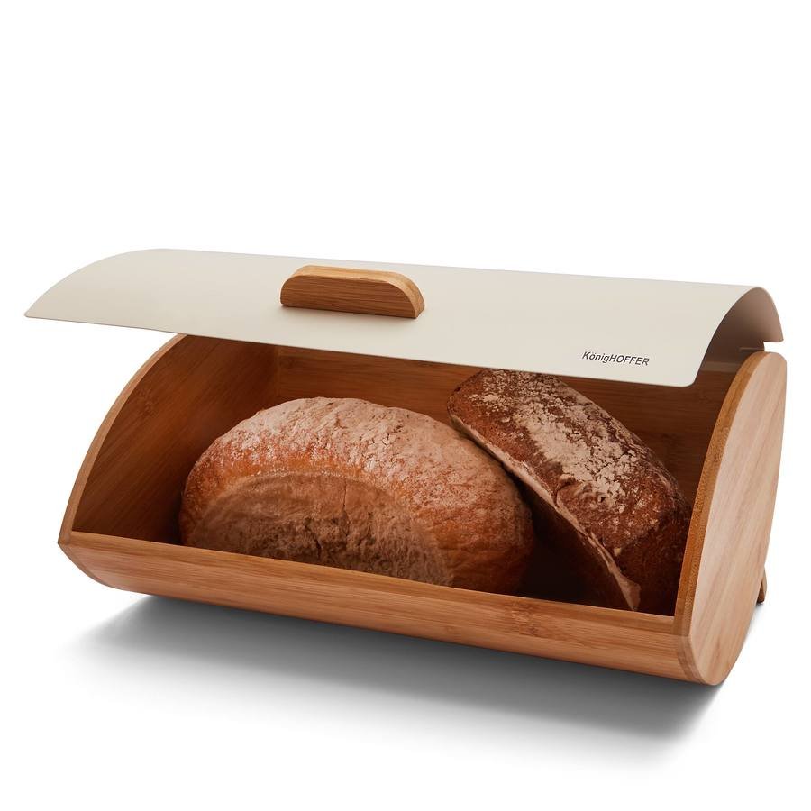 Chlebak bambusowy KÖNIGHOFFER, kremowo-brązowy, 35x25x15 cm