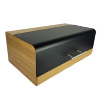 Chlebak Bambusowy Z Czarną Stalową Pokrywą, Nowoczesny Design, 36X20X13,5 Cm |  Begryf