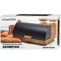 Chlebak pojemnik na pieczywo bambusowy z czarną pokrywą Geometric Konighoffer KoningHOFFER