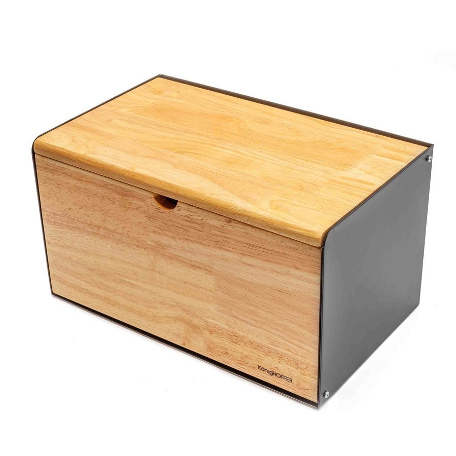 Chlebak Vitrum, brązowy pojemnik na pieczywo z deską do krojenia 35,5x21,5x19,5 cm