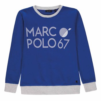 Chłopięca bluza z logo, długi rękaw, niebieska, Marc O'Polo - Marc O'Polo