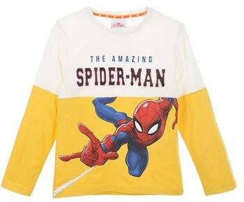 Chłopięca bluzka na długi rękaw w kolorze żółto - białym od Marvel Spider - Man