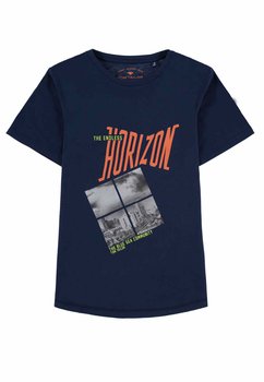 Chłopięcy granatowy T-shirt z nadrukiem - Tom Tailor