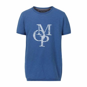 Chłopięcy T-shirt z logo, krótki rękaw, niebieski, Marc O'Polo - Marc O'Polo