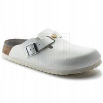 Chodaki damskie Birkenstock Boston ESD White skóra naturalna klapki medyczn Birkenstock