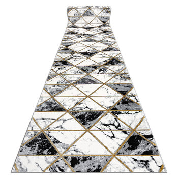 Chodnik EMERALD ekskluzywny 1020 glamour, stylowy marmur, trójkąty czarny / złoty 80 cm, 80x890 cm - Dywany Łuszczów