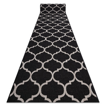 Chodnik SIZAL FLOORLUX wzór 20608, koniczyna marokańska, trellis czarny / srebrny 80 cm, 80x870 cm - Dywany Łuszczów