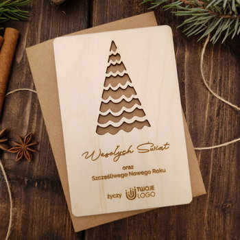 Choinka - drewniana grawerowana kartka świąteczna - Inna marka