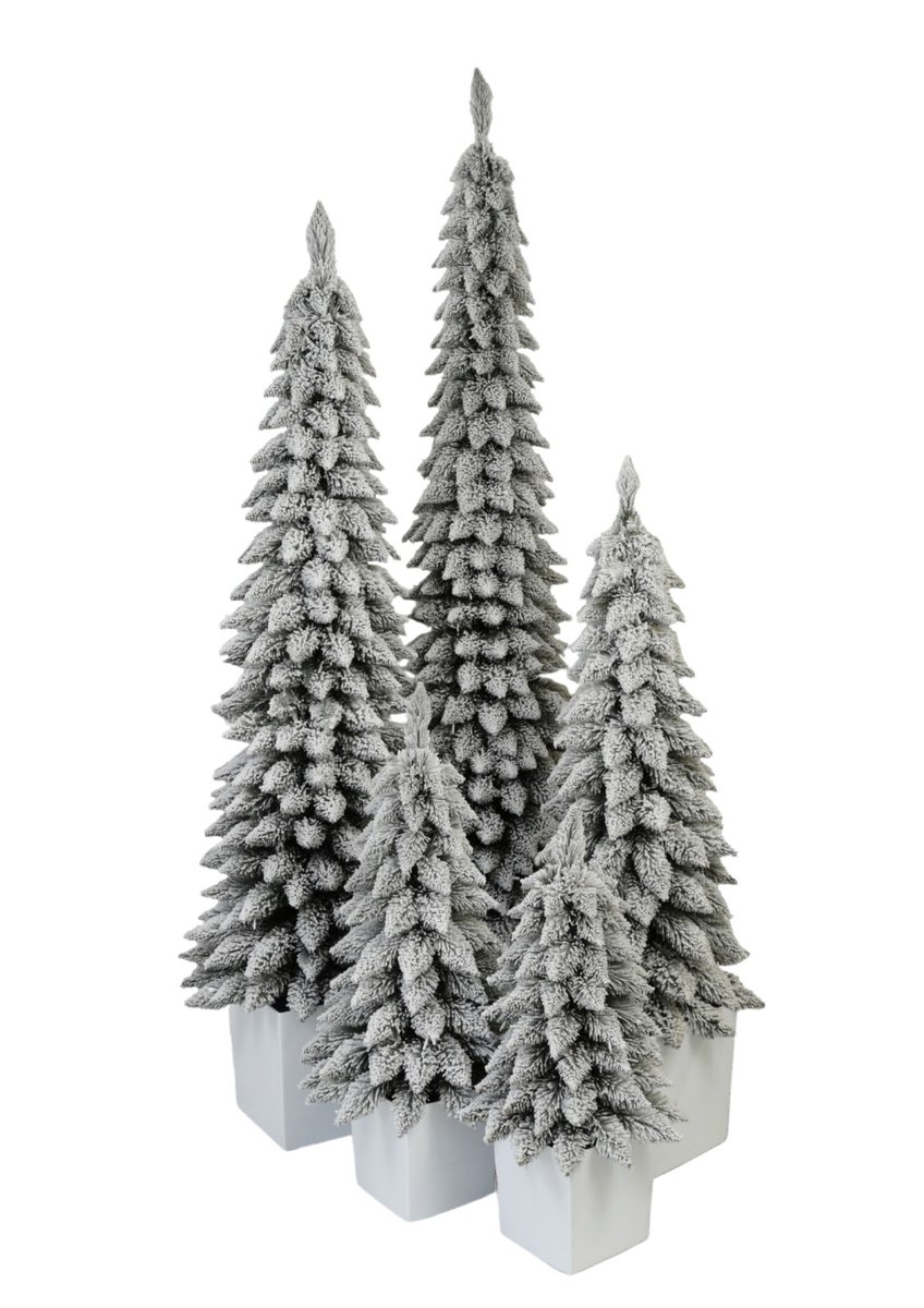 Choinka Sztuczna Ośnieżony Świerk Zakopiański Slim w Białej kwadratowej donicy 190 cm
