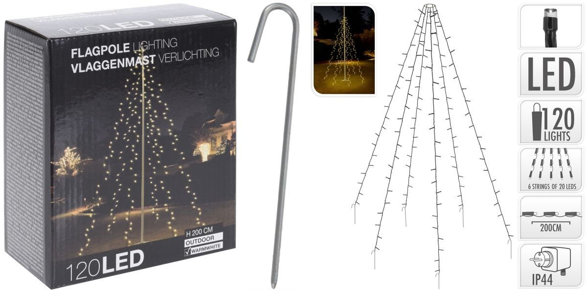 Choinka zewnętrzna, piramida, 6x20 diod LED, barwa ciepła biała