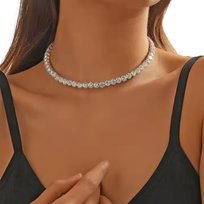 CHOKER srebrny z cyrkoniami jednorzędowy elegancki błyszczący efektowny KOKONET